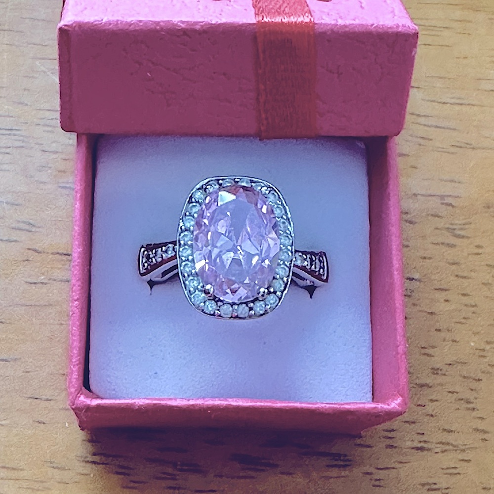 Pink sapphire set - pendant w/chain, earrings, and ring (925)